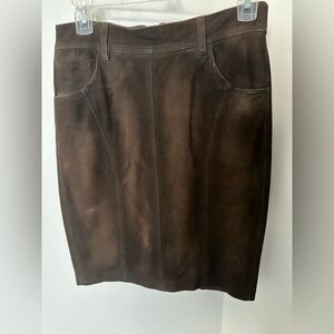 Burberry suede skirt, sits right at the knee!